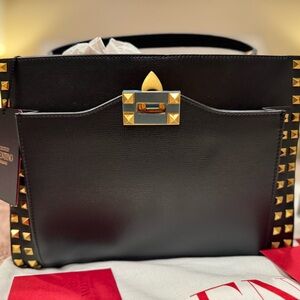 Valentino Black Tote with Gold Studs